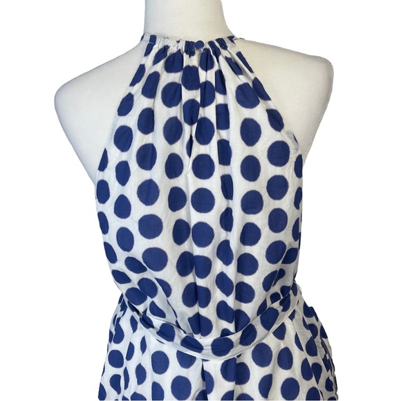 Boden White and Blue Halter Top Tiered Polka Dotted Cottagecore Mini Dress Sz 8 - Picture 8 of 15